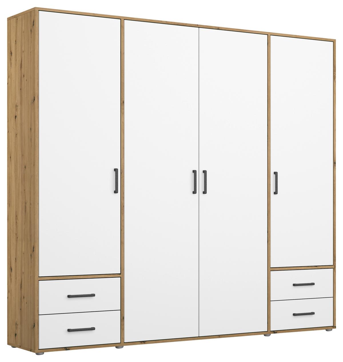 Drehtürenschrank Voyager 187 cm Balve Eiche Artisan - Weiß/Eiche Artisan, MODERN, Holzwerkstoff (187/194/53cm) - Rauch Möbel