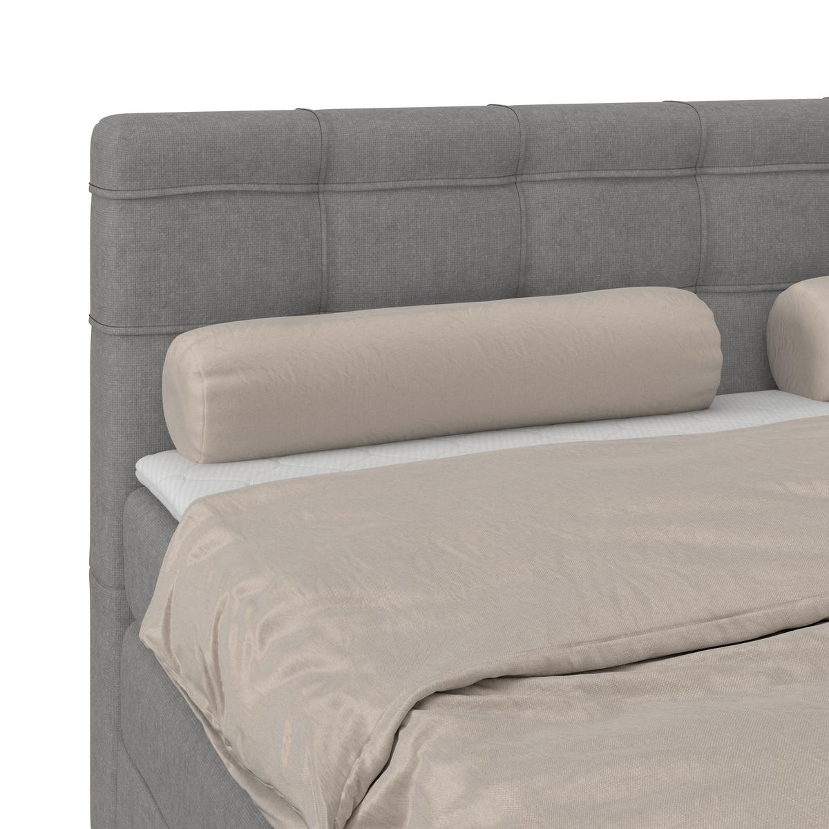 Boxspringbett MITTO Grau 160x200 cm - Schwarz/Grau, KONVENTIONELL, Textil/Metall (160/200cm)
