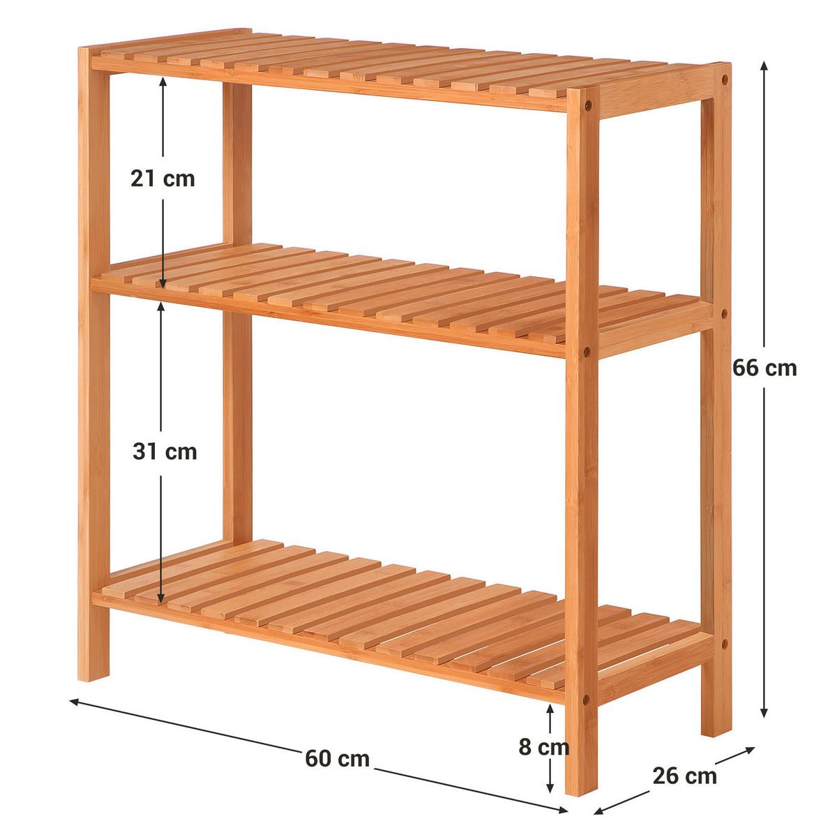 Badezimmerregal Naturfarben B: 60 cm - Naturfarben, Basics, Holz (60/66/26cm)
