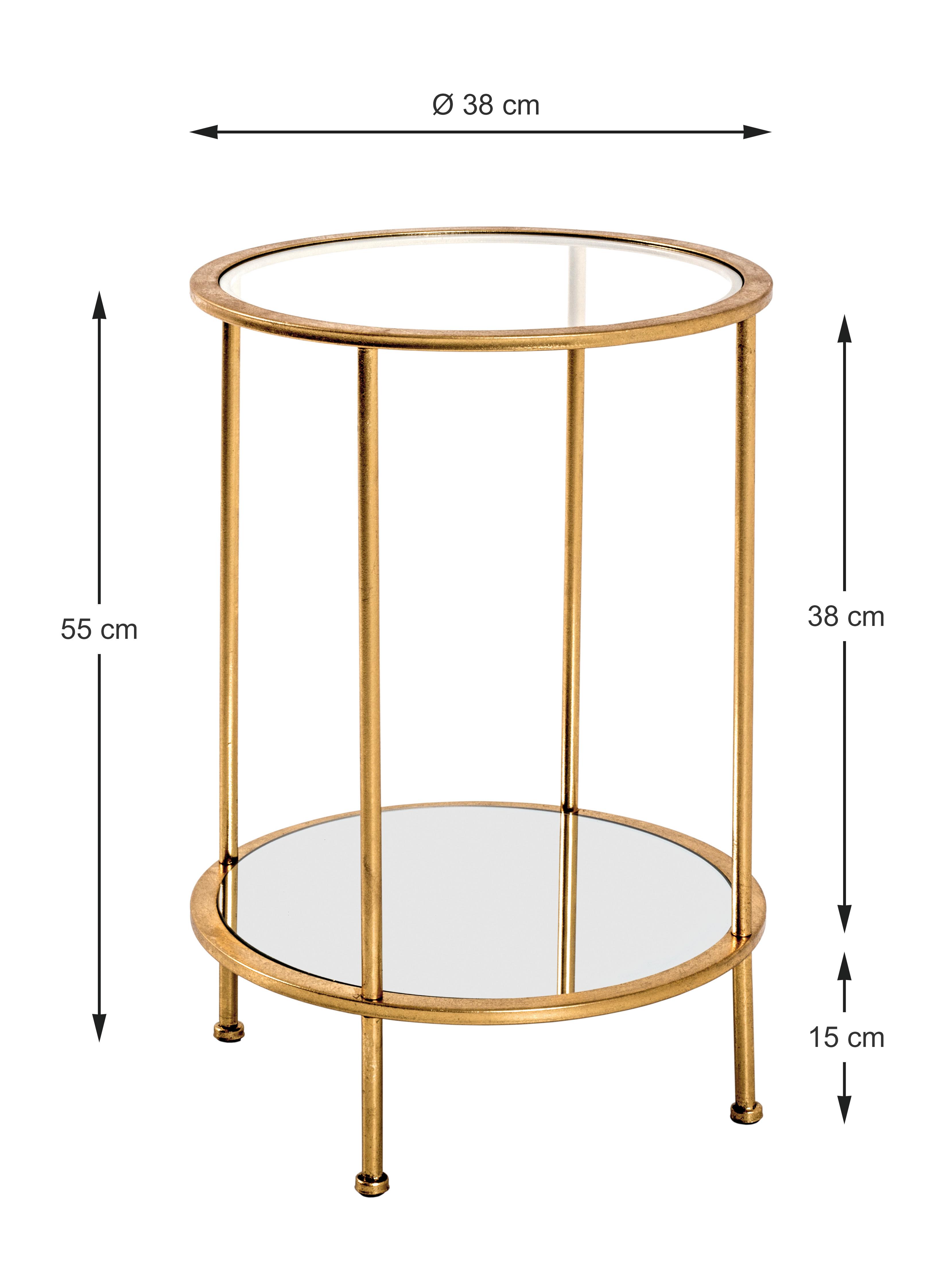 Príručný stolík FARO 1 zlatá - zlatá, Basics, kov/sklo (38/38/55cm)