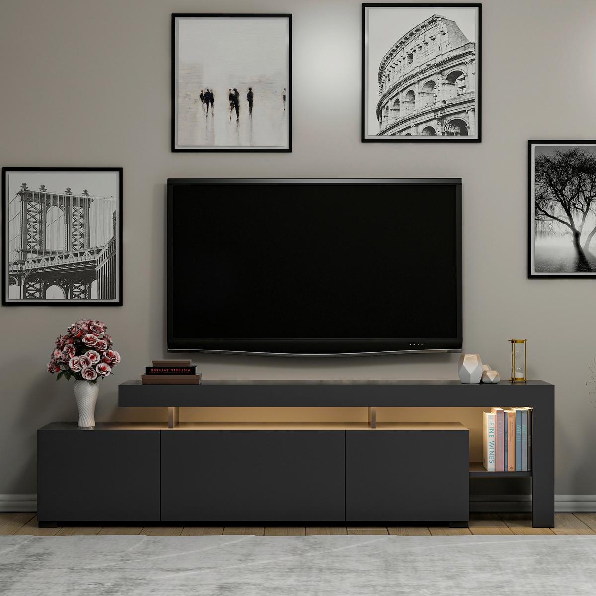 Lowboard Beliz, Anthrazit B: 192 Cm - Anthrazit, Design, Holzwerkstoff (192/53/37cm) - Livetastic