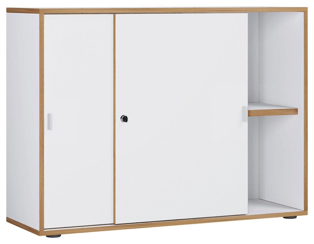 Aktenschrank Salia Weiß, Honigeiche B: 100 cm - Honigeiche/Weiß, Design, Holzwerkstoff (100/74/33cm) - MID.YOU