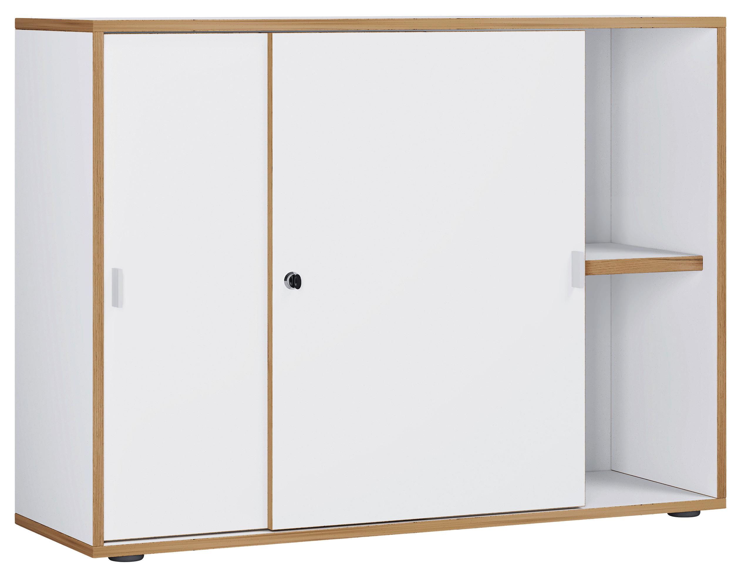 Aktenschrank Salia Weiß, Honigeiche B: 100 cm