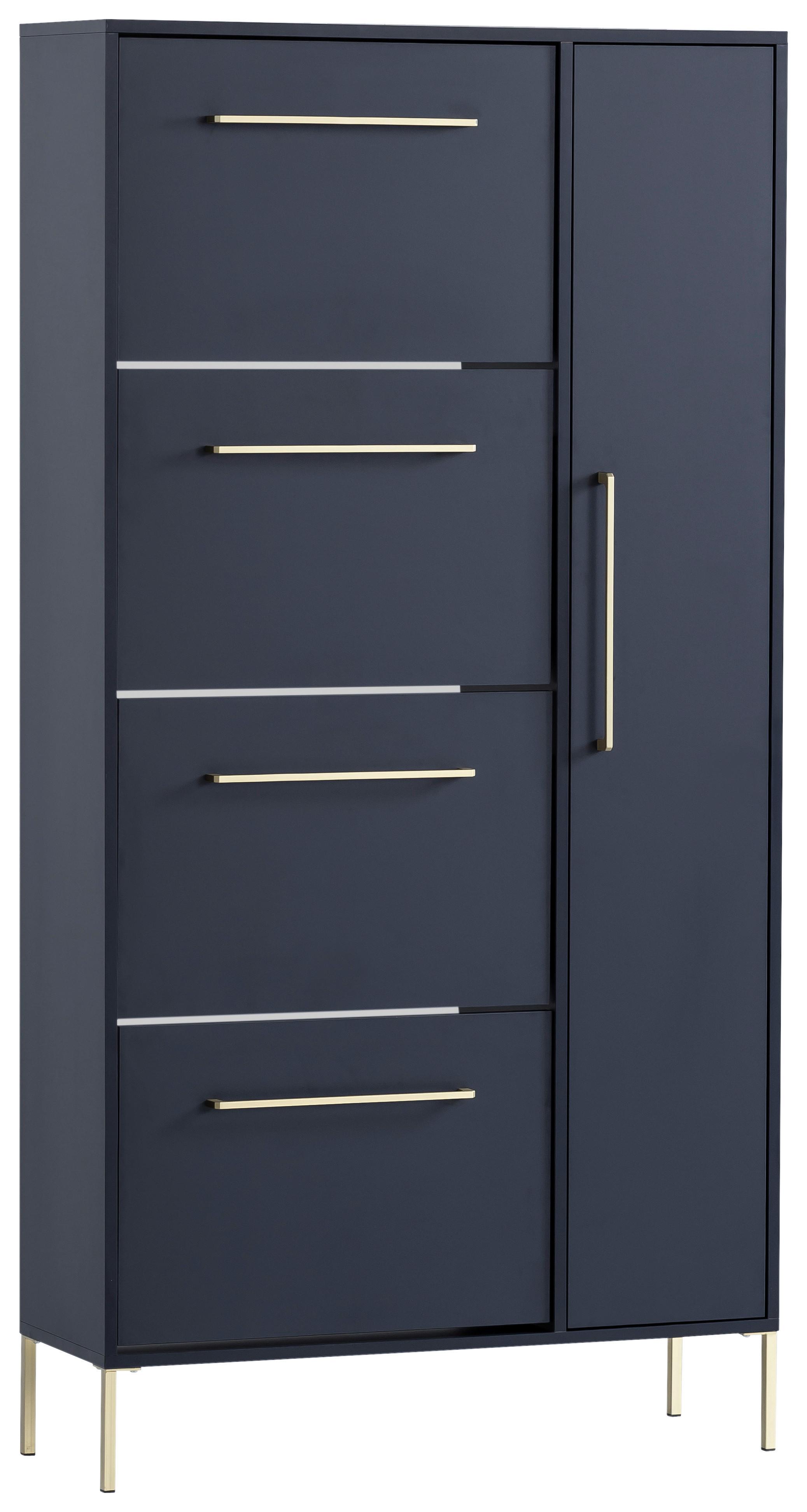 Schuhschrank Kenth Blau B: 88,4 cm - Blau/Goldfarben, Holzwerkstoff (88,4/174,2/30cm) - MID.YOU
