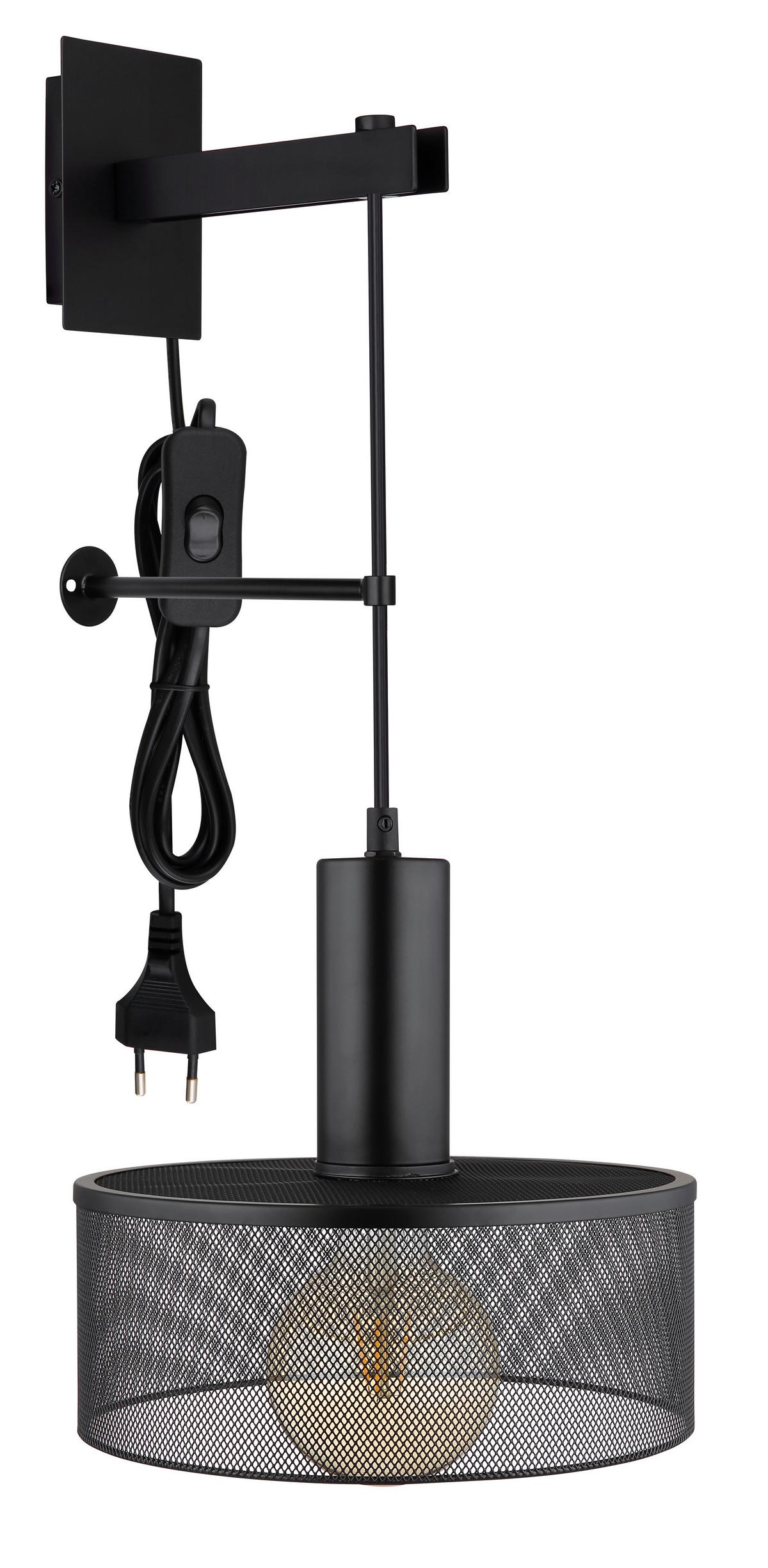 Wandleuchte 15648w3 - Schwarz, Design, Metall (25/29,5/57cm) - Globo