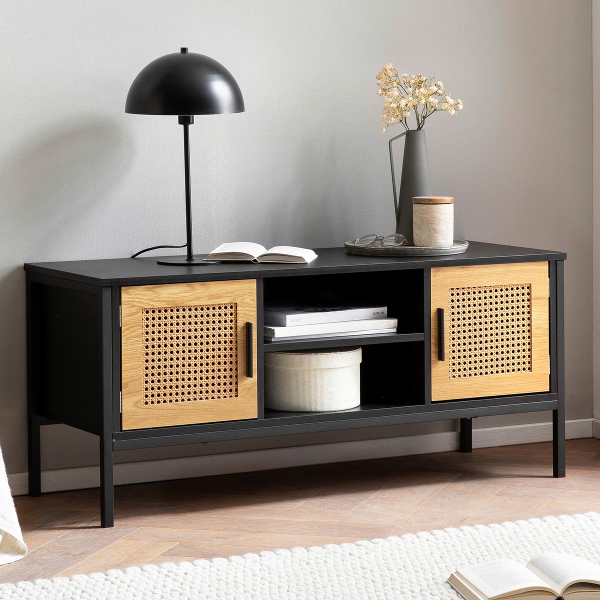 Nízka komoda čierna - hnedá/čierna, Konventionell, kov/kompozitné drevo (110/48/40cm) - Livetastic