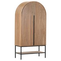 Vysoká komoda z akácie KODA - hnedá/čierna, Modern, kov/drevo (90/180/42cm) - Mömax