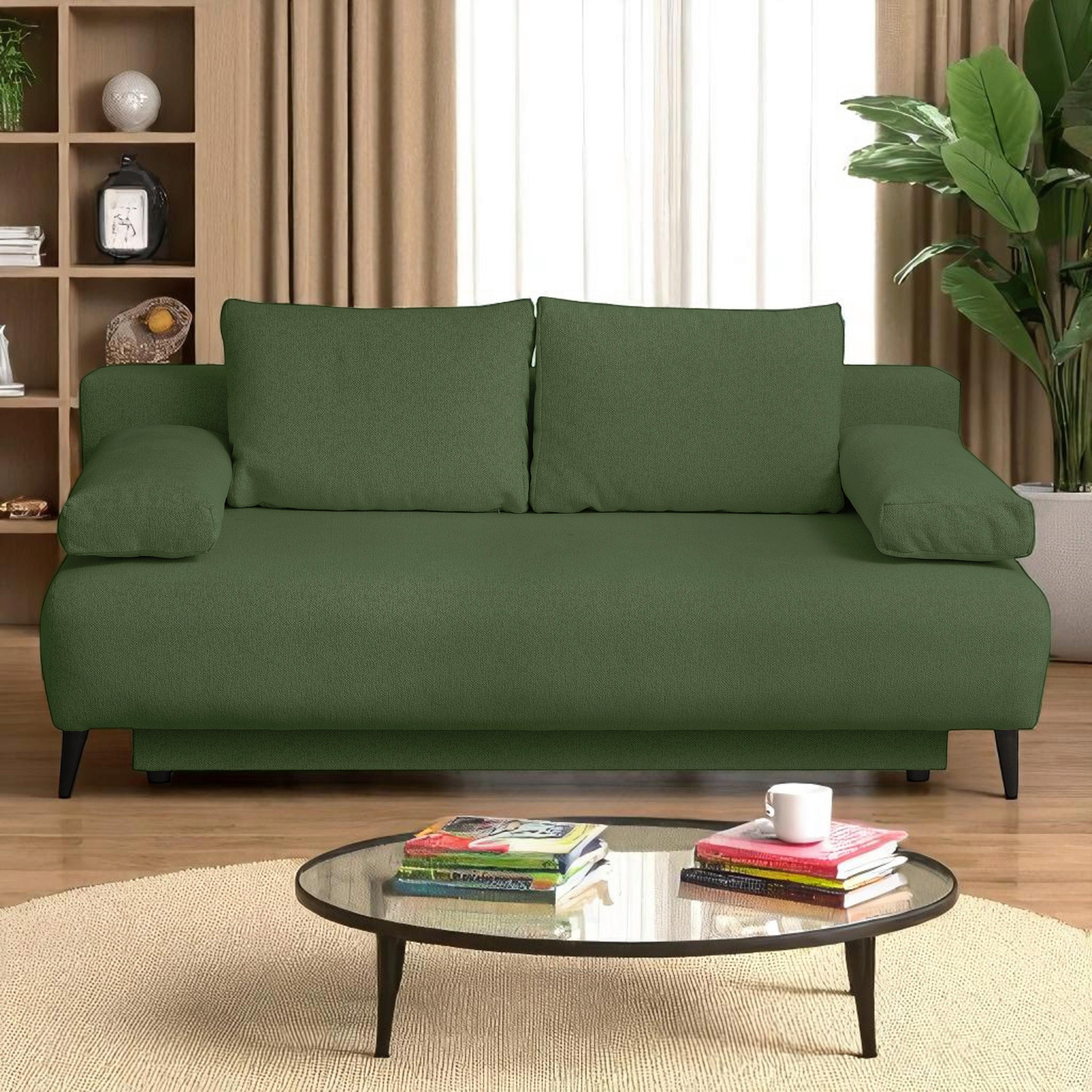 Schlafsofa Time Grün, B: 200 cm - Grün, Trend, Holz/Kunststoff (200/88/100cm)