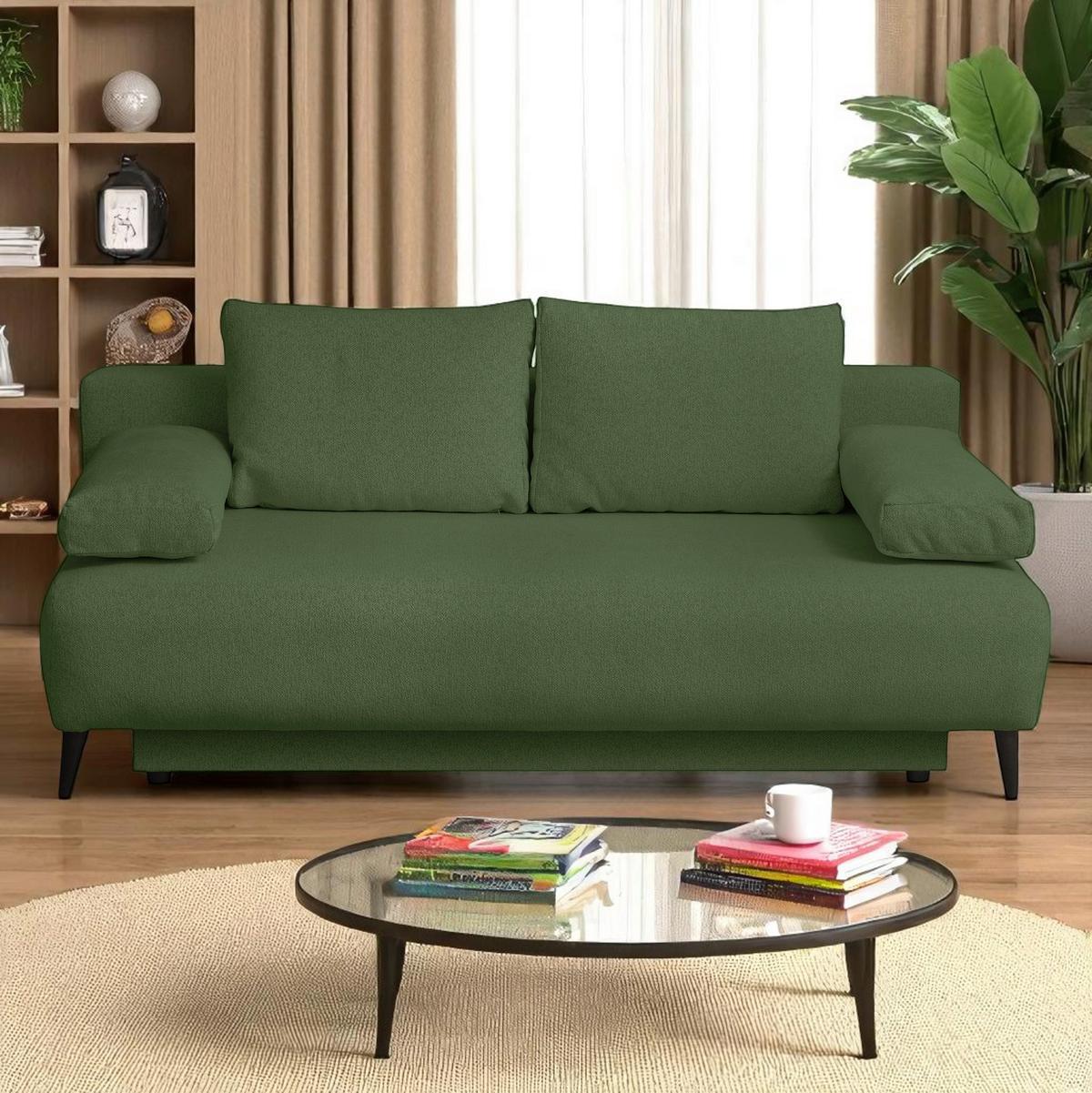 Schlafsofa Time Grün, B: 200 cm - Grün, Trend, Holz/Kunststoff (200/88/100cm)