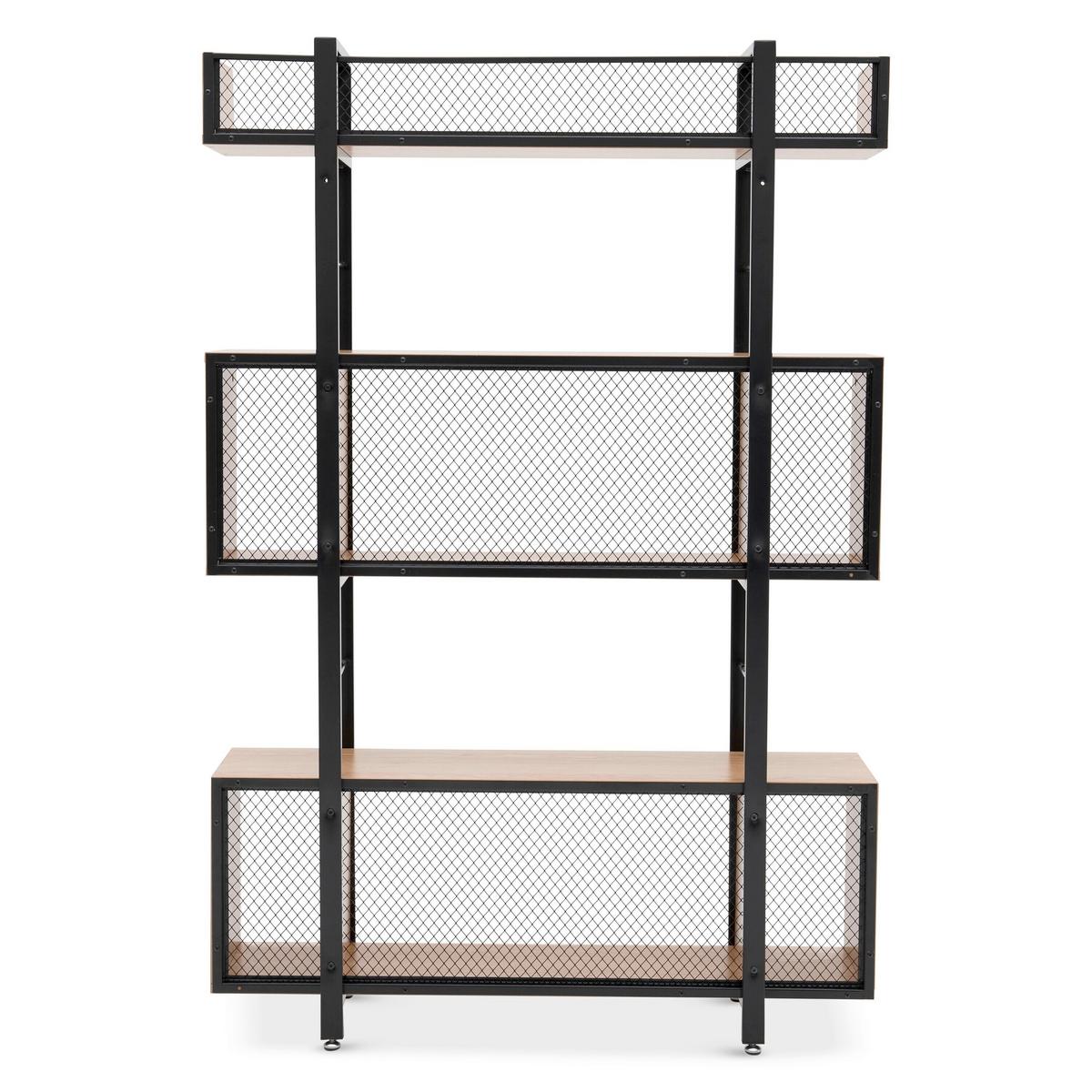 Regal Naturfarben/schwarz - Schwarz/Naturfarben, Design, Holzwerkstoff/Metall (120/180/30cm) - Livetastic