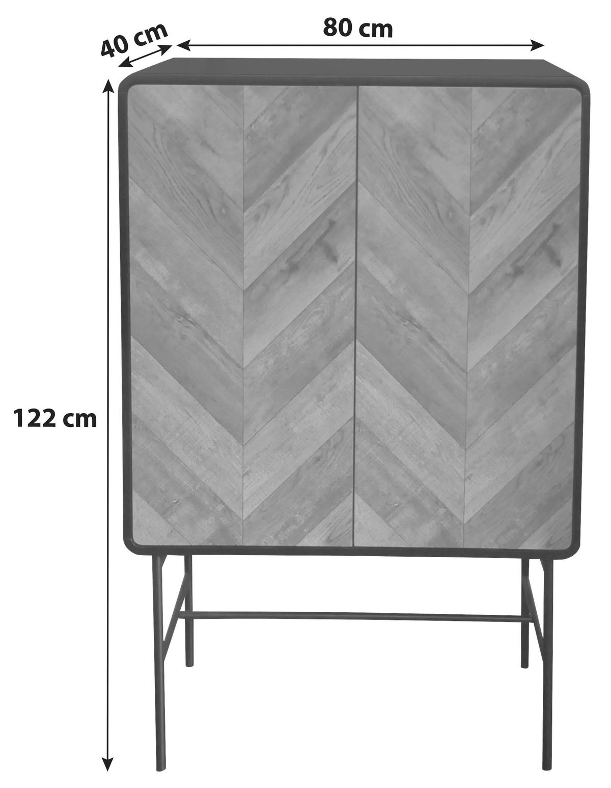 Komód Sandy 80/122 Cm - fekete/tölgyfa, Modern, faalapú anyag/fém (80/122/40cm) - MID.YOU