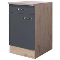Spodná kuchynská skrinka SHADOW US50 sivá - dub San Remo/farba ušľachtilej ocele, Modern, kov/kompozitné drevo (50/85/60cm)