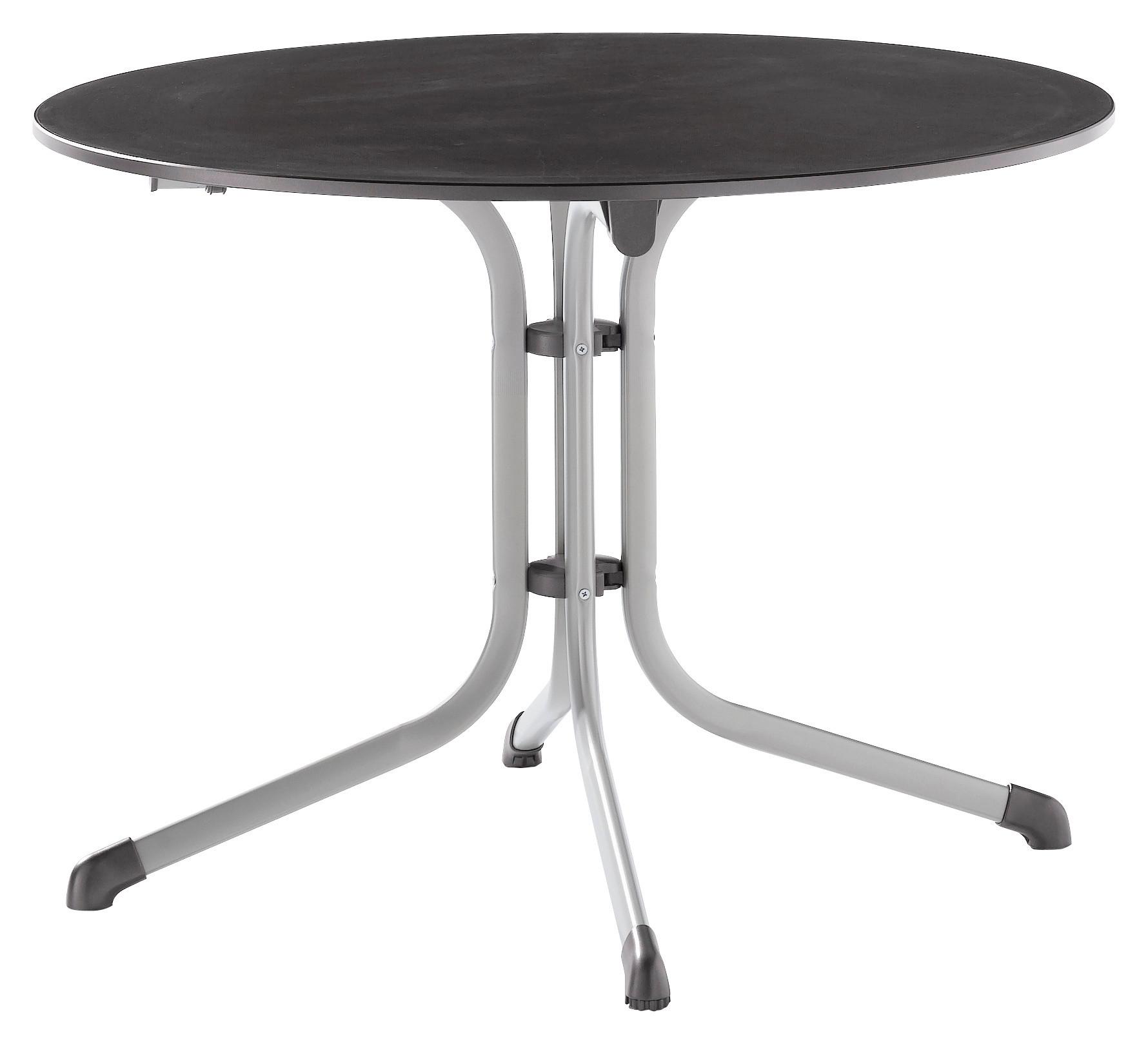 Gartentisch Holzwerkstoff ⌀ 100 Cm - Anthrazit/Graphitfarben, MODERN, Holzwerkstoff/Metall (100/100/73cm) - Sieger