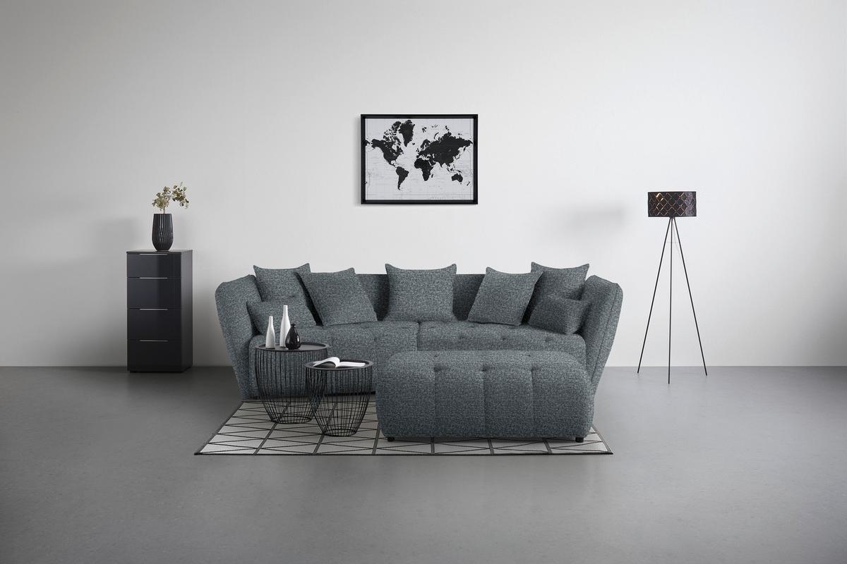 Taburet SOFI, šedá - šedá/černá, Moderní, textil (128/48/70cm) - Premium Living