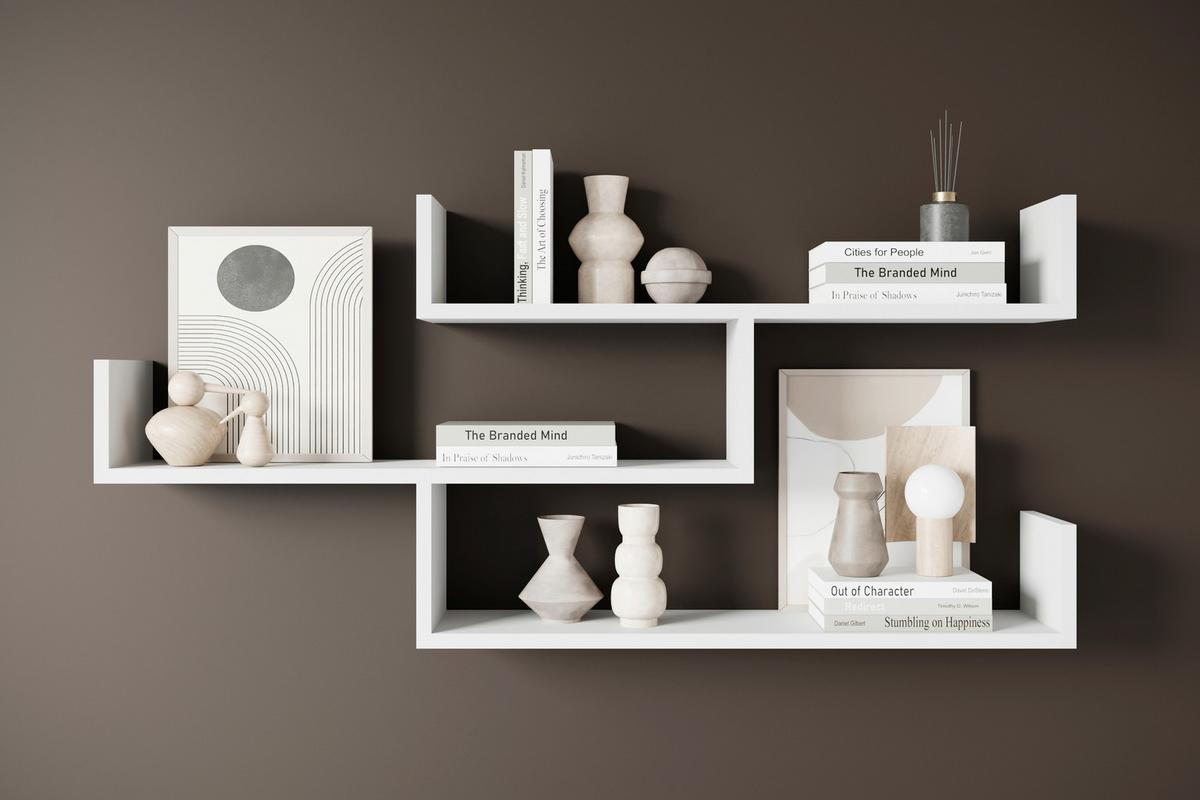 Wandregal Trio Weiß B: 119,1cm - Weiß, Basics, Holzwerkstoff (119,1/55/18cm)