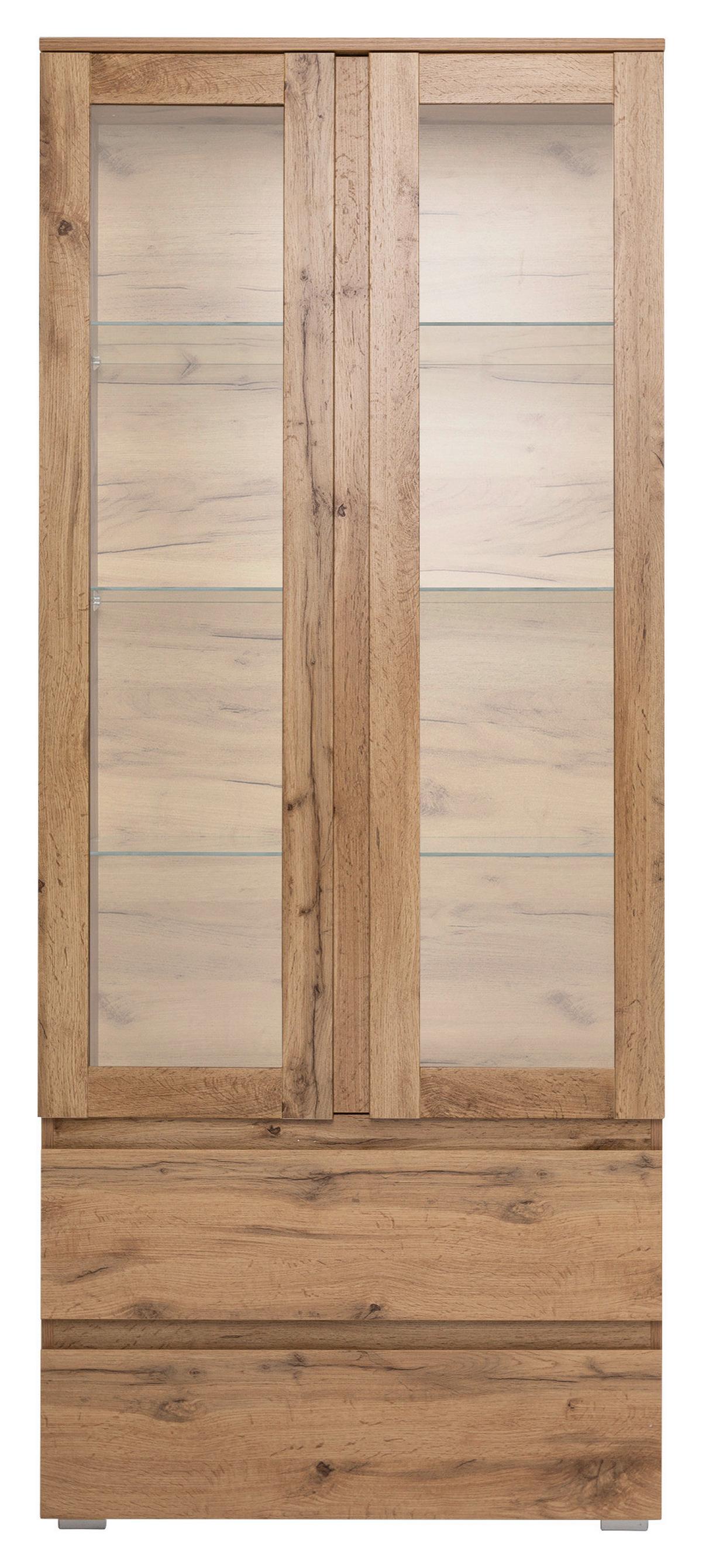 Vitrine Image 50 Eichefarben - Eichefarben/Silberfarben, KONVENTIONELL, Glas/Holzwerkstoff (80/191/40cm) - MID.YOU