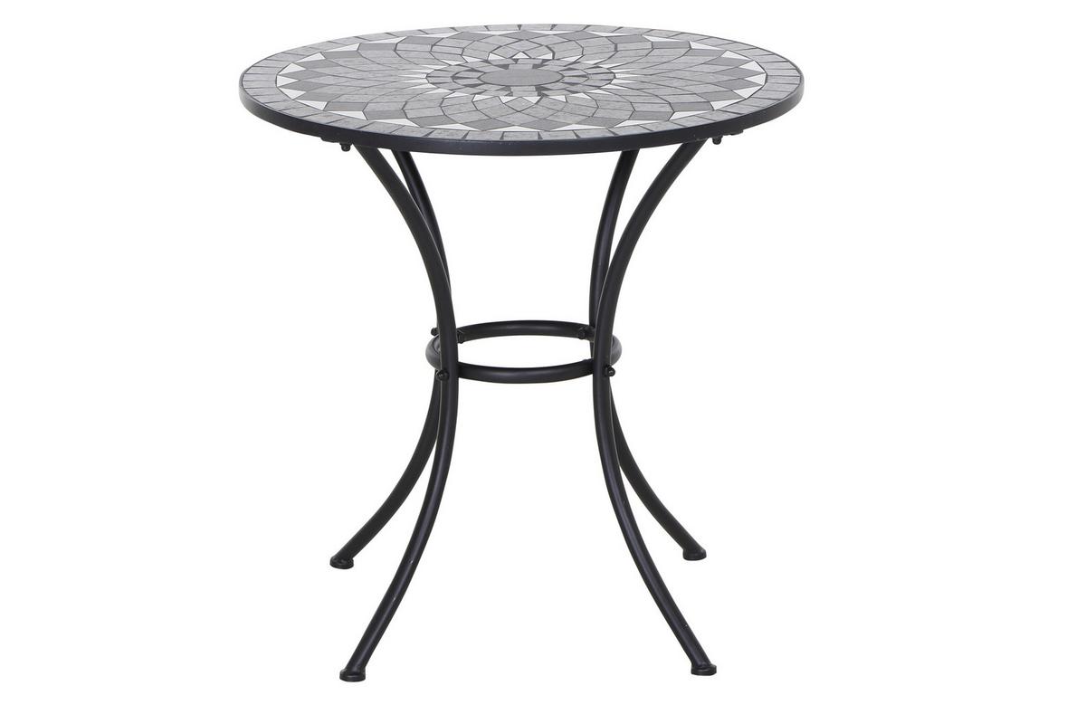 Gartentisch Como Metall/Keramik ⌀ 60 cm - Schwarz, KONVENTIONELL, Keramik/Metall (60/60/71cm) - Siena Garden