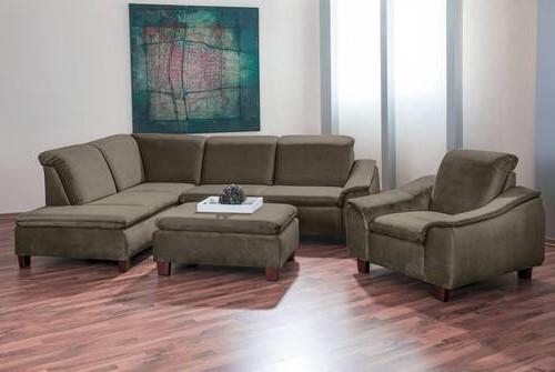 Ecksofa Aaron Sahara Flachgewebe - Nussbaumfarben/Sahara, Design, Textil (247/187cm) - Max Winzer