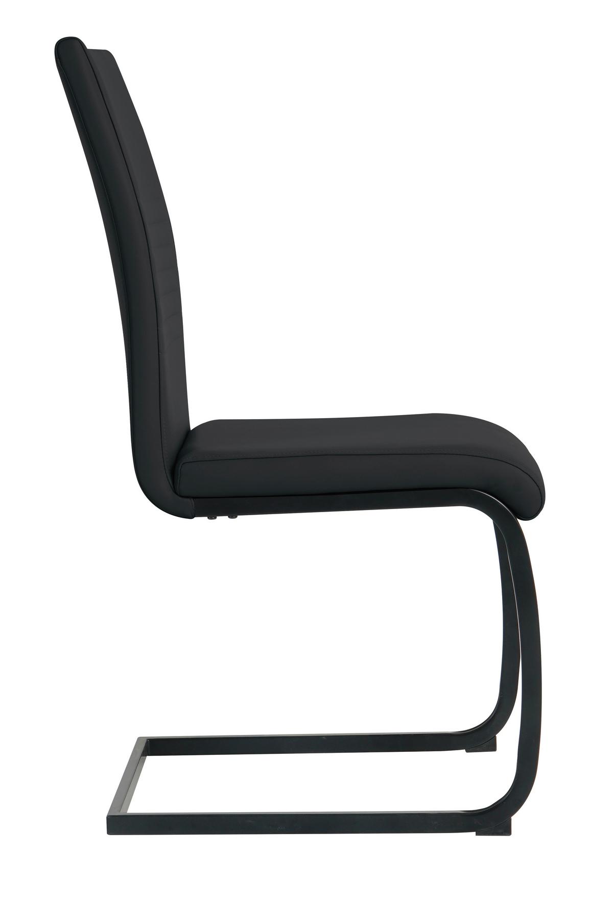 Stuhl-set Lederlook Schwarz, B: 42cm - Schwarz, Design, Kunststoff/Textil (42/97/59cm) - Livetastic