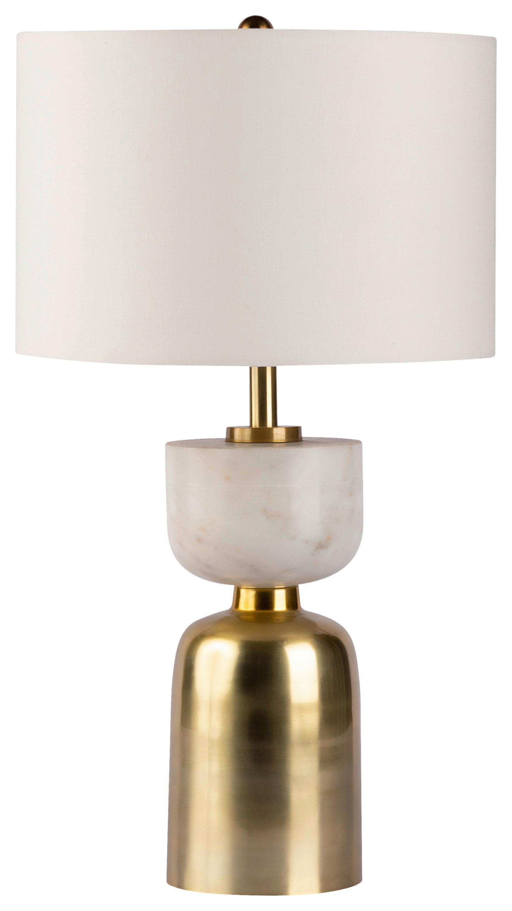Tischleuchte Ceres 100 Weiß/Goldfarben B: 31 cm - Goldfarben/Weiß, Basics, Textil/Stein (31/31/54cm) - Kayoom