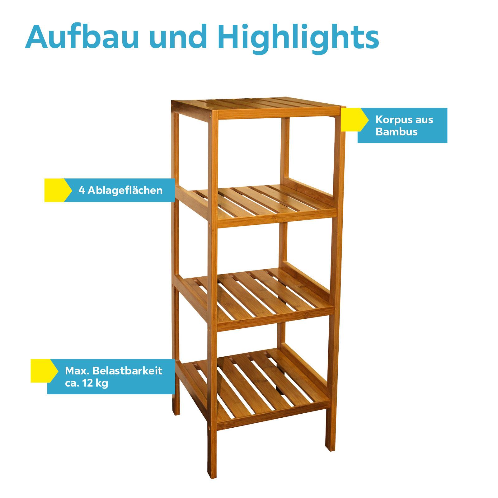 Regal Franz B 35cm, Bambus Natur - Naturfarben, MODERN, Holz (35/86/34cm)