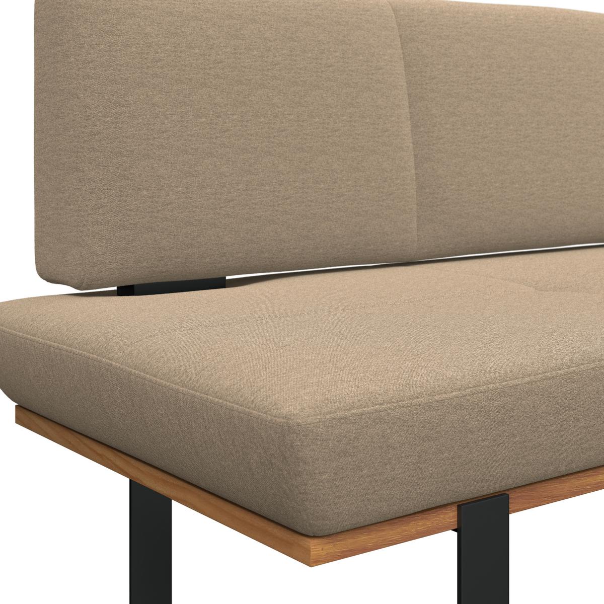 Sitzbank Tristan Webstoff beige, B: 170cm - Beige/Schwarz, MODERN, Holz/Textil (170/48/90cm) - James Wood