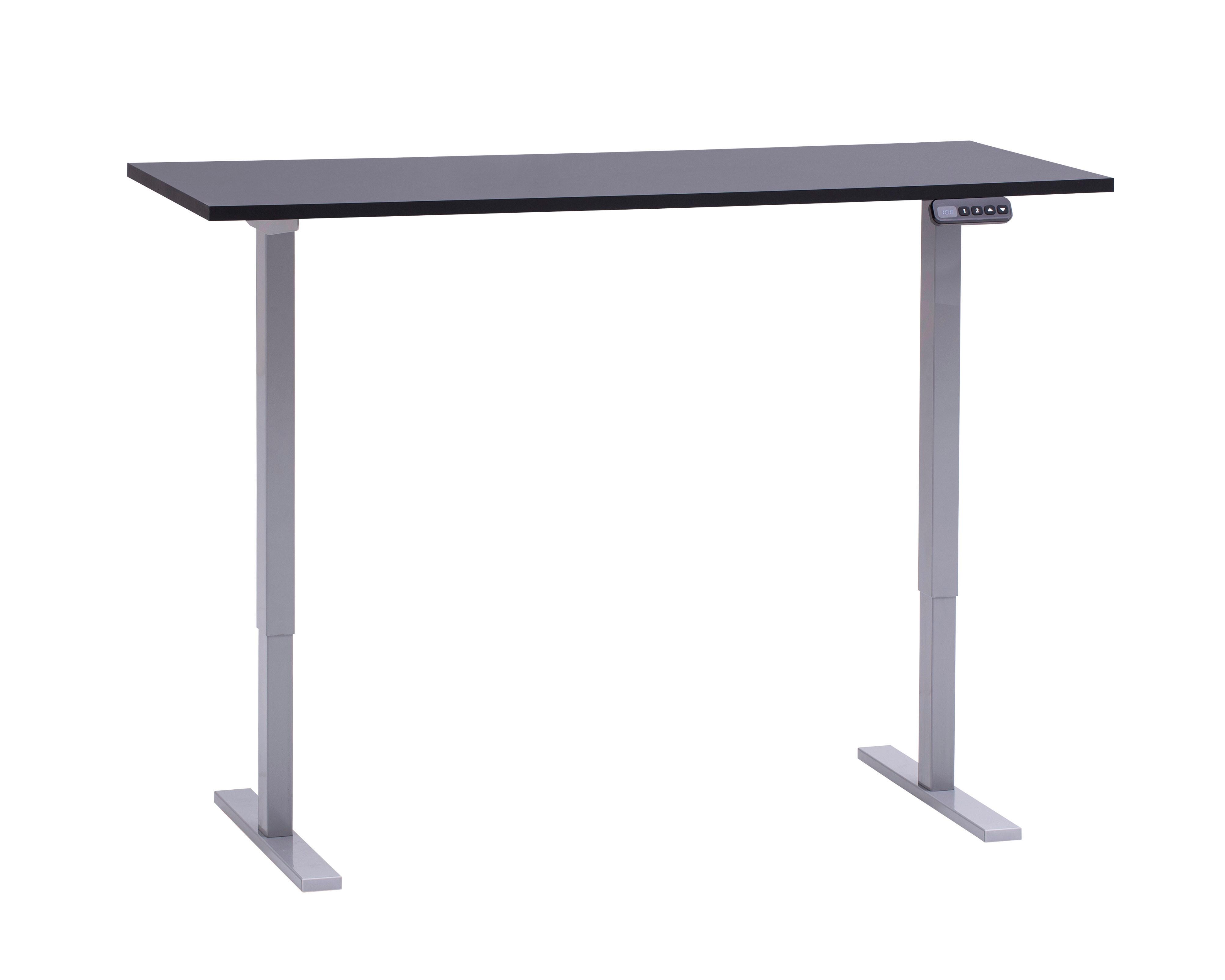 SCHREIBTISCH Metz Anthrazit L: 138cm - Anthrazit/Alufarben, MODERN, Holzwerkstoff/Metall (138/60/72,7-117,2cm) - MID.YOU