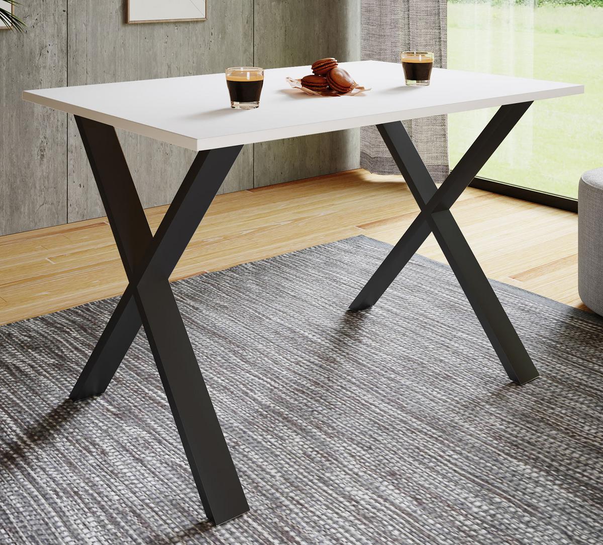 Jedálenský stôl XONA, biely, 140/50/76 CM - čierna/biela, Basics, kov/kompozitné drevo (140/50/76cm) - MID.YOU