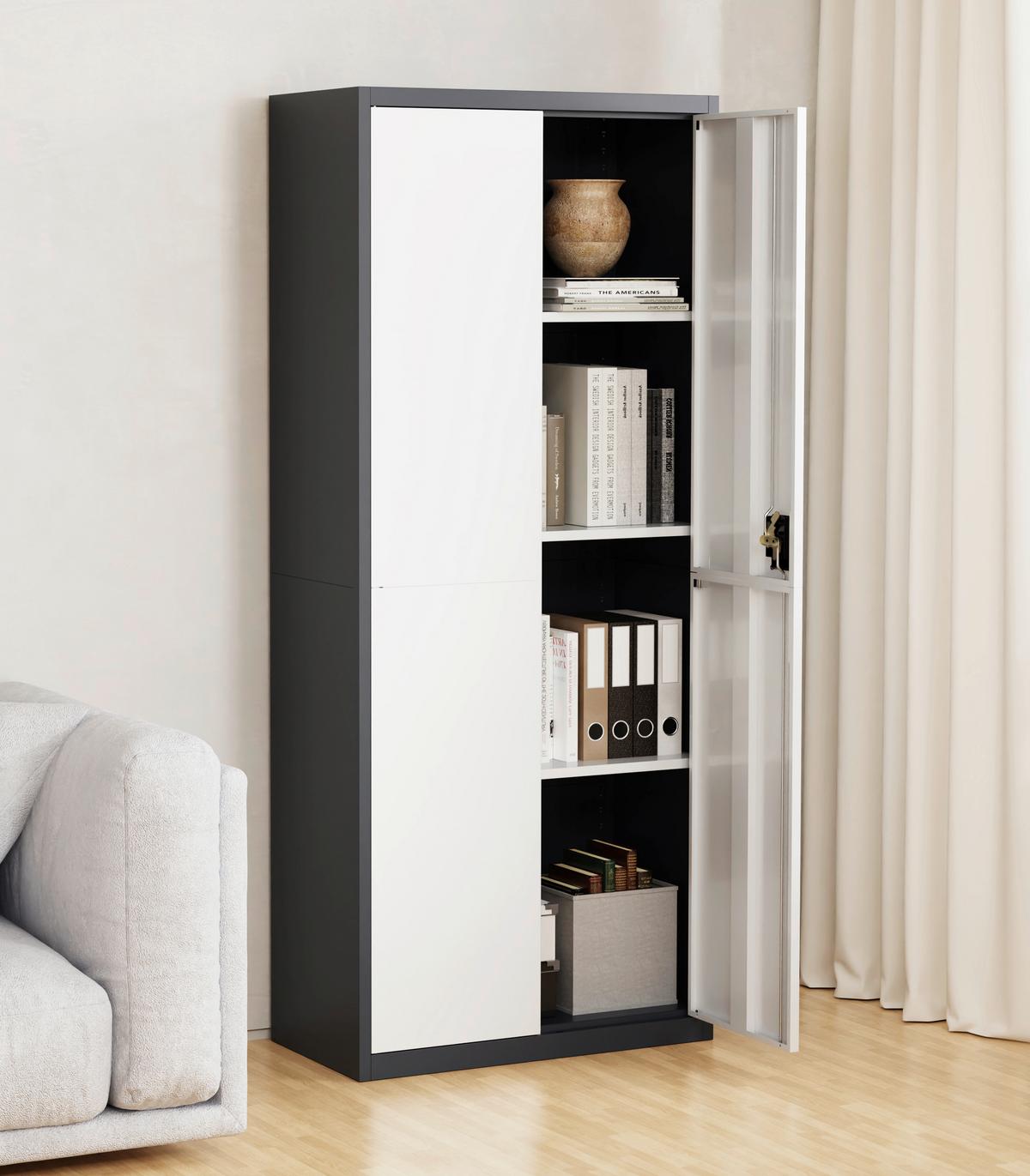 Aktenschrank Malivo Weiß/Anthrazit B: 80cm - Anthrazit/Weiß, KONVENTIONELL, Metall (80/180/40cm) - MID.YOU