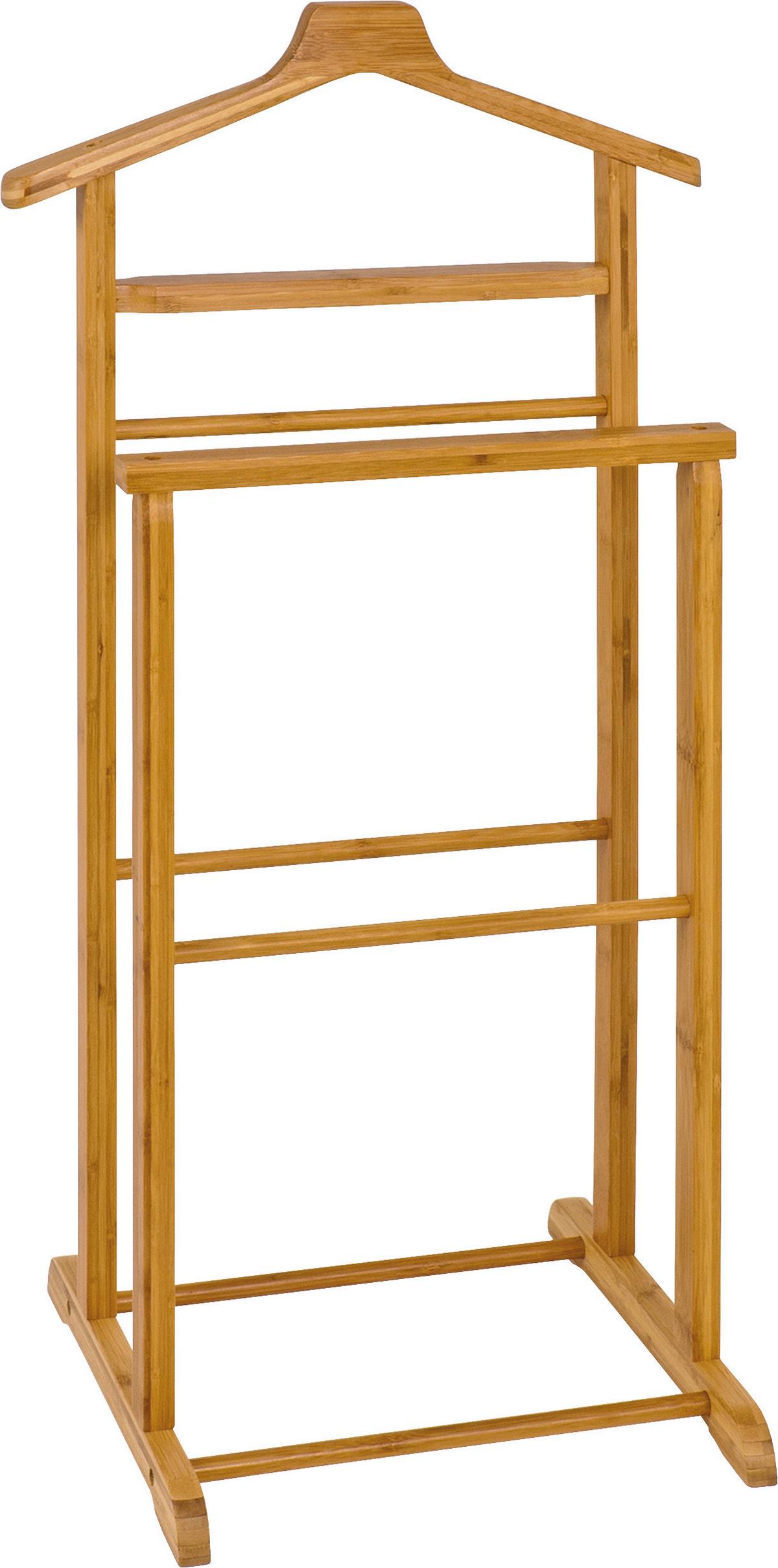 Herrendiener Classic B: 48 cm mit Hosenbügel Bambus Natur - Naturfarben, KONVENTIONELL, Holz (48/97/36cm)