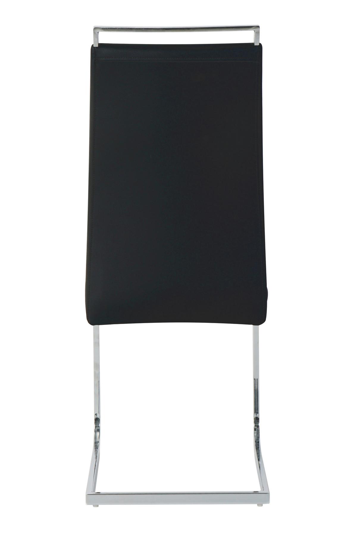 Stuhl-set Lederlook Schwarz, B: 42cm - Silberfarben/Schwarz, Design, Kunststoff/Textil (42/101/58cm) - Livetastic