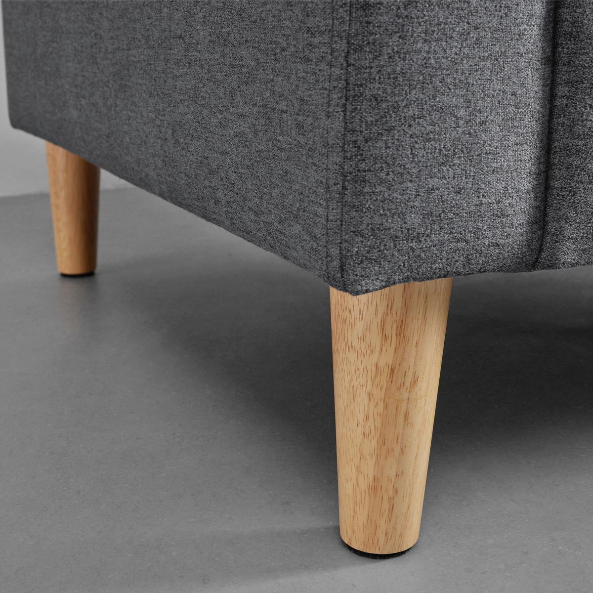 Tmavosivá rohová pohovka s taburetom Noemie - sivá/prírodná farba, Modern, drevo/textil (198/86/78-135cm) - Bessagi Home