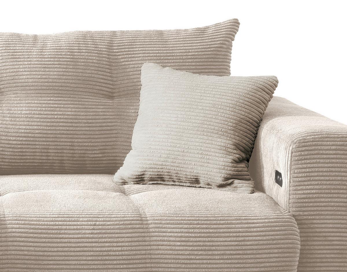 Ecksofa mit Liegefunktion Restato Beige Cord - Beige/Schwarz, MODERN, Holz/Textil (177/246cm) - MID.YOU