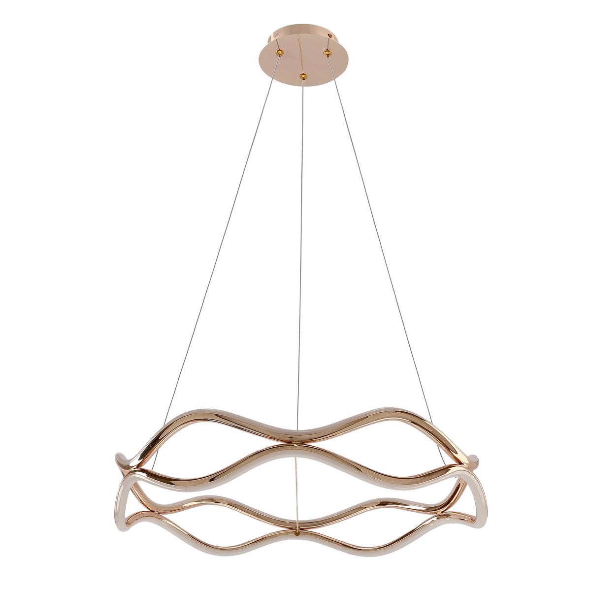 Led-pendelleuchte 34-35653 Vave - Weiß/Bronzefarben, Design, Kunststoff/Metall (50/50/100cm)