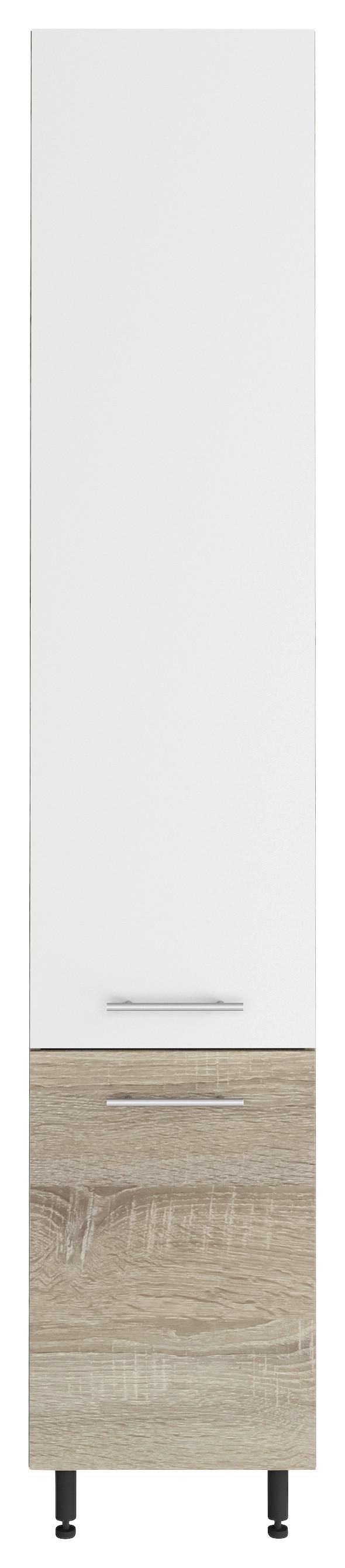 Kamraszekrény Corina - Sonoma tölgy/fehér, Modern, műanyag/fa (40cm)