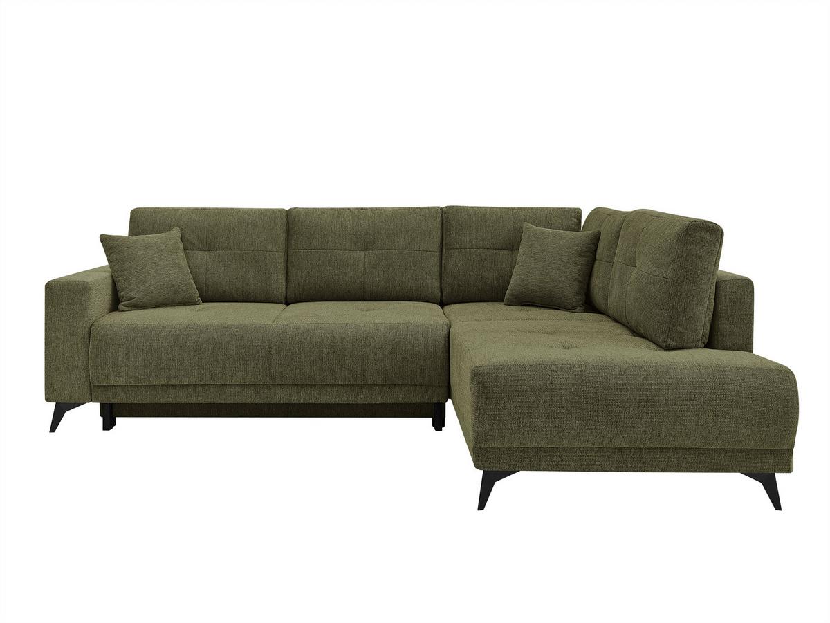 Rohová sedačka TEXAS, pravá, zelená - černá/zelená, Konvenční, dřevo (259/92cm) - Based