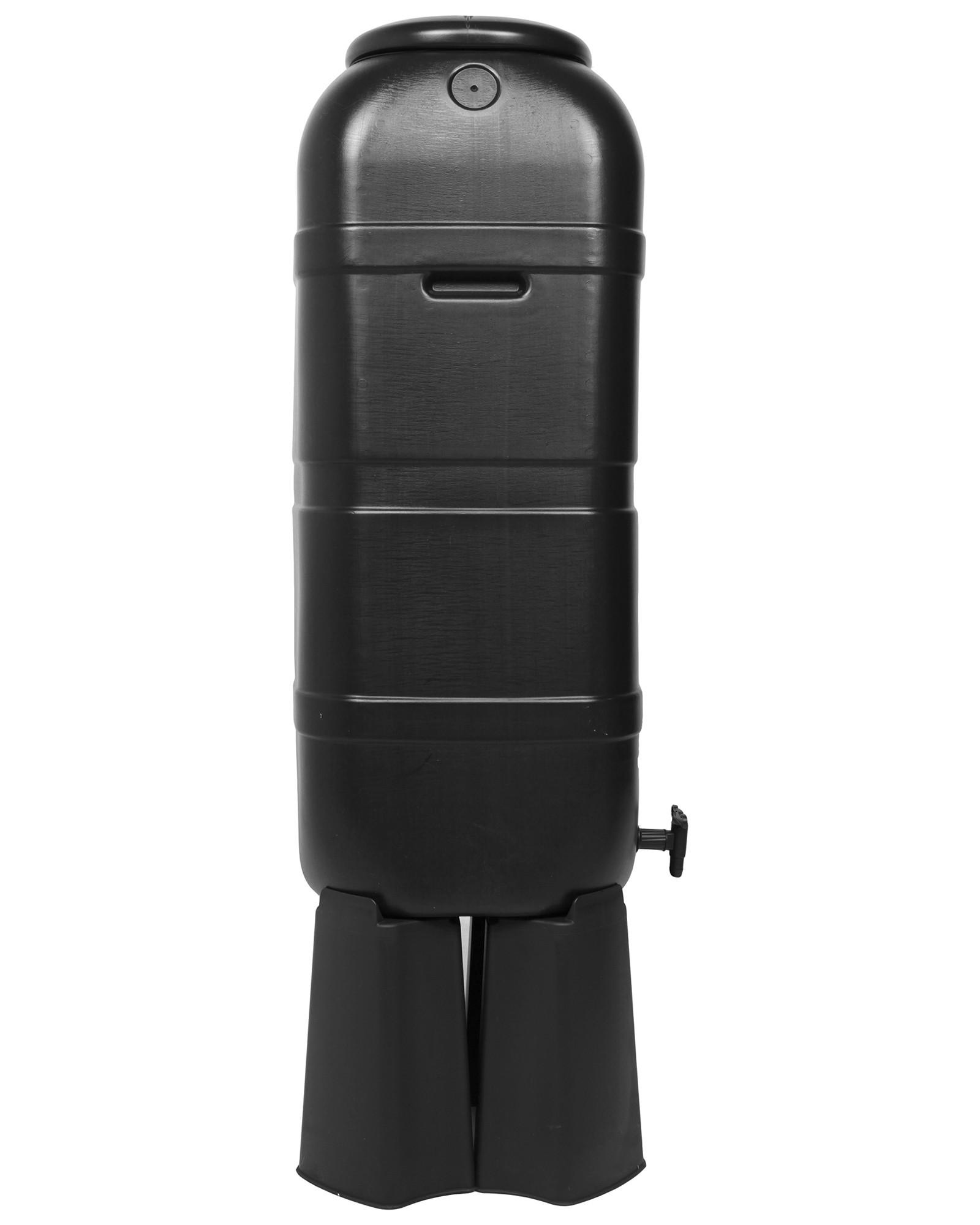 Regentonne mit Deckel 100 L Schwarz - Schwarz, Basics, Kunststoff (36/36/123cm)