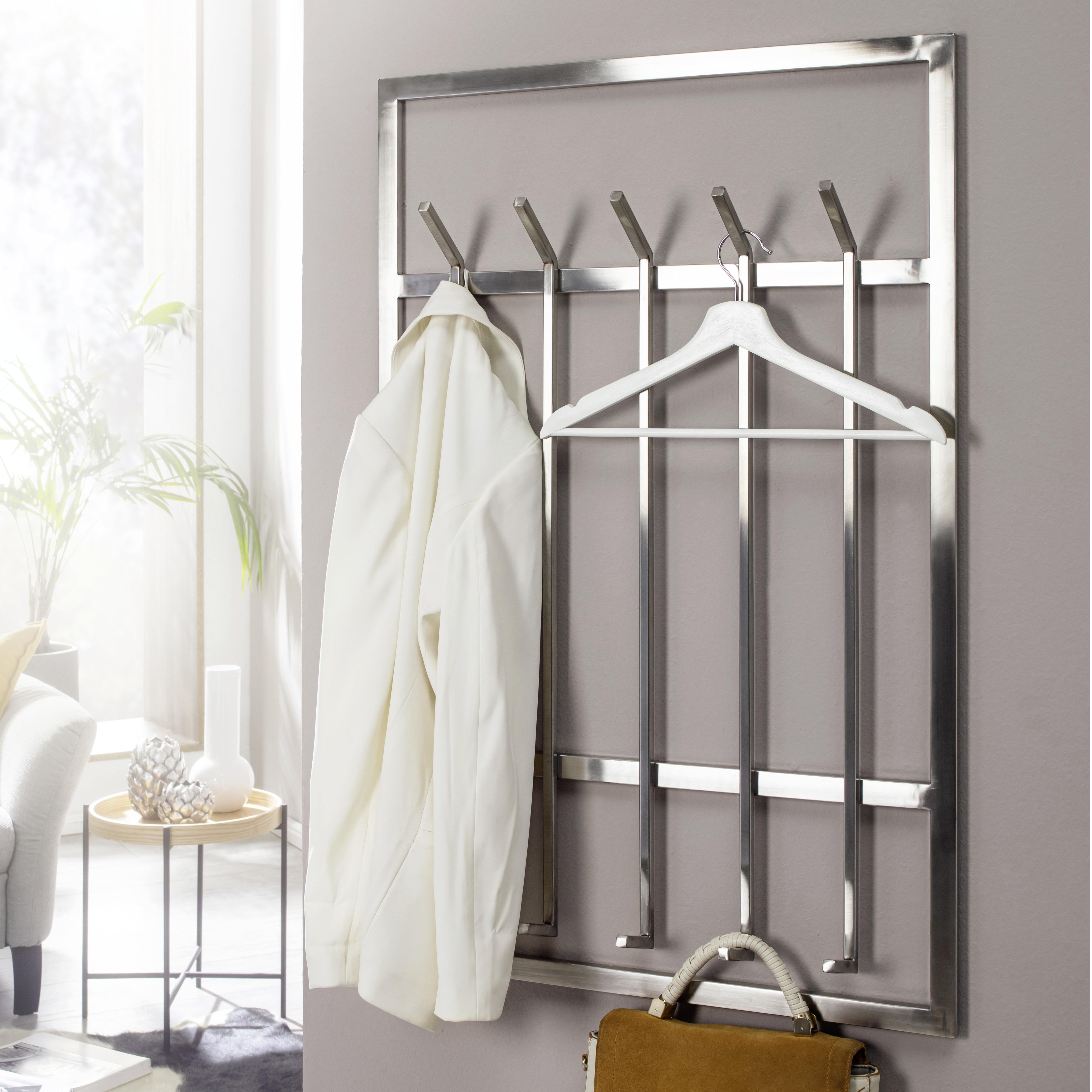 Wandgarderobe Silberfarben B: 60cm - Silberfarben, MODERN, Metall (60/100/7,5cm) - MID.YOU