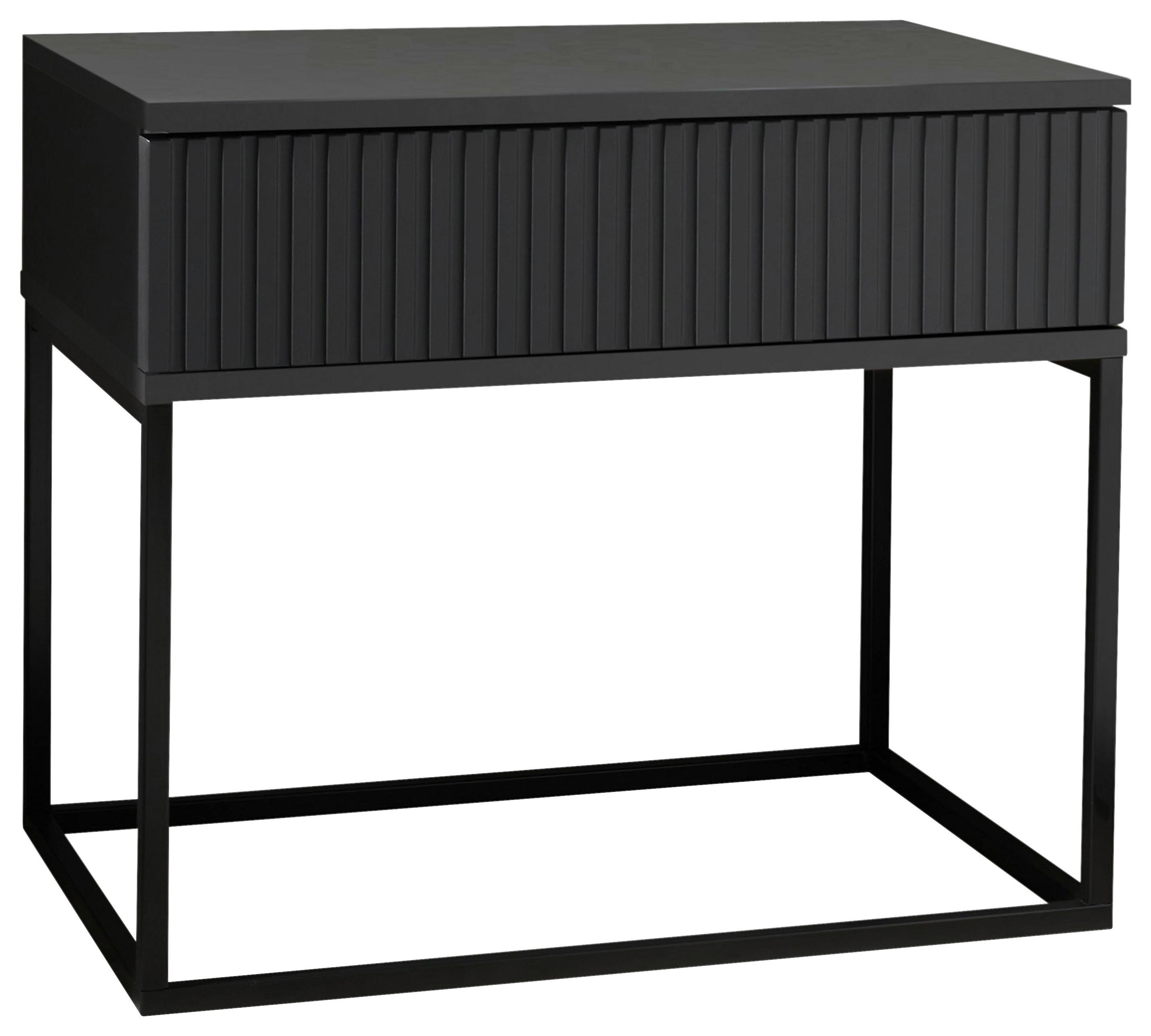 Nachtkästchen Schwarz/graphit H: 52 Cm Marle - Schwarz/Graphitfarben, MODERN, Holzwerkstoff/Metall (60/52/38,5cm) - Livetastic