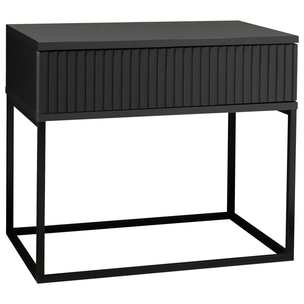 Nachtkästchen Schwarz/Graphit H: 52 cm Marle