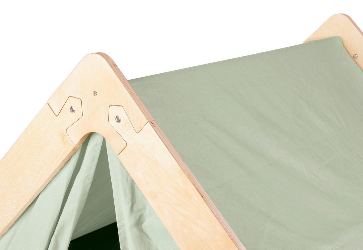 Spielhaus Thilda, inkl. Stoffdach - Salbeigrün/Birkefarben, Basics, Holz/Textil (119/122/94cm) - Pinolino