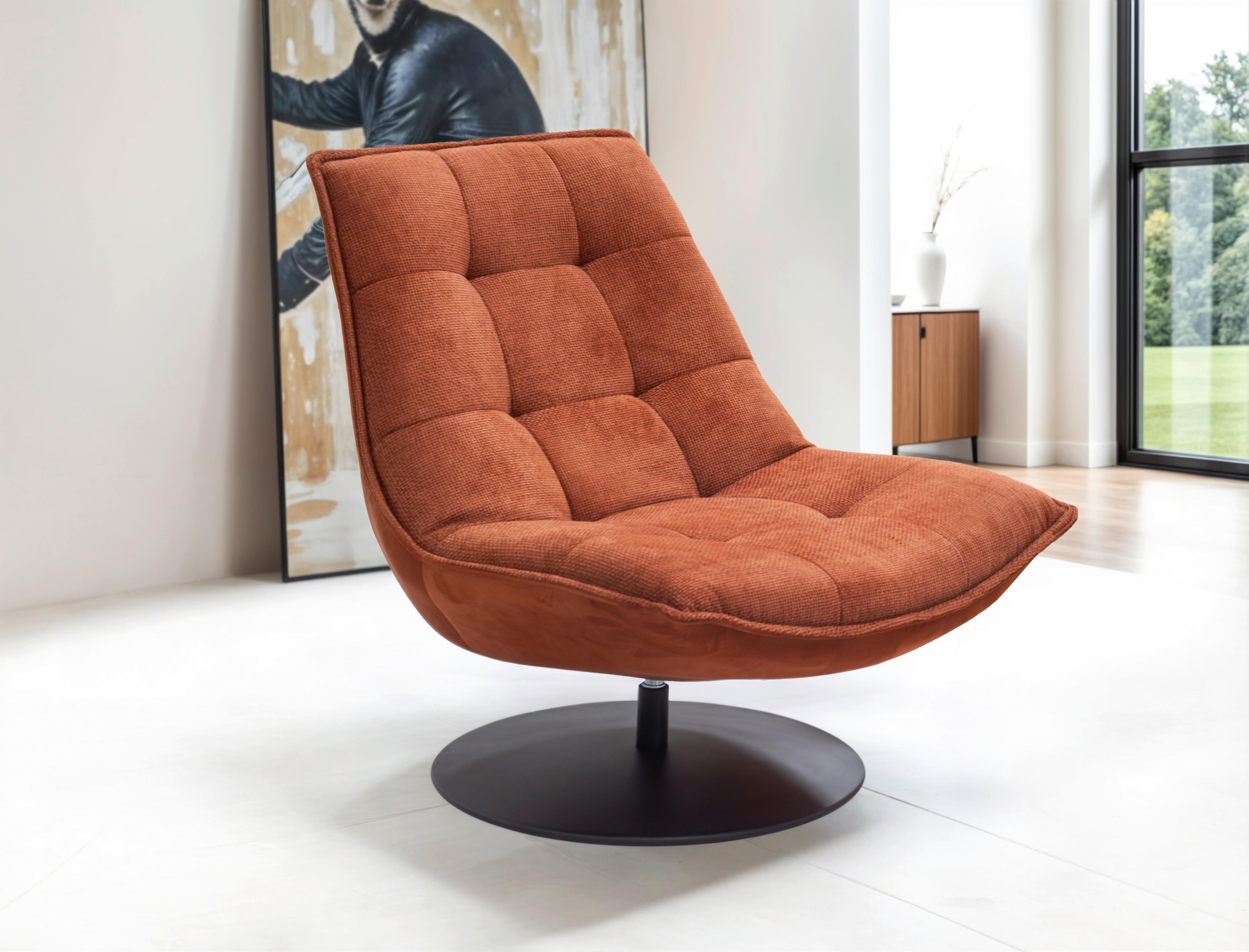 Sessel Zen Rostfarben B: 94 cm - Rostfarben/Schwarz, Design, Textil (94/97/106cm) - Livetastic