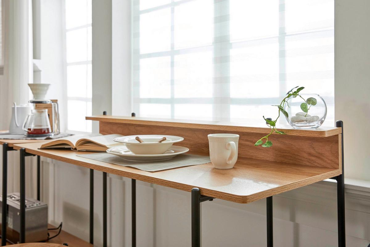 Schreibtisch Naturfarben, Schwarz L: 120cm - Schwarz/Naturfarben, Design, Holzwerkstoff/Metall (120/46/85,5cm) - Livetastic