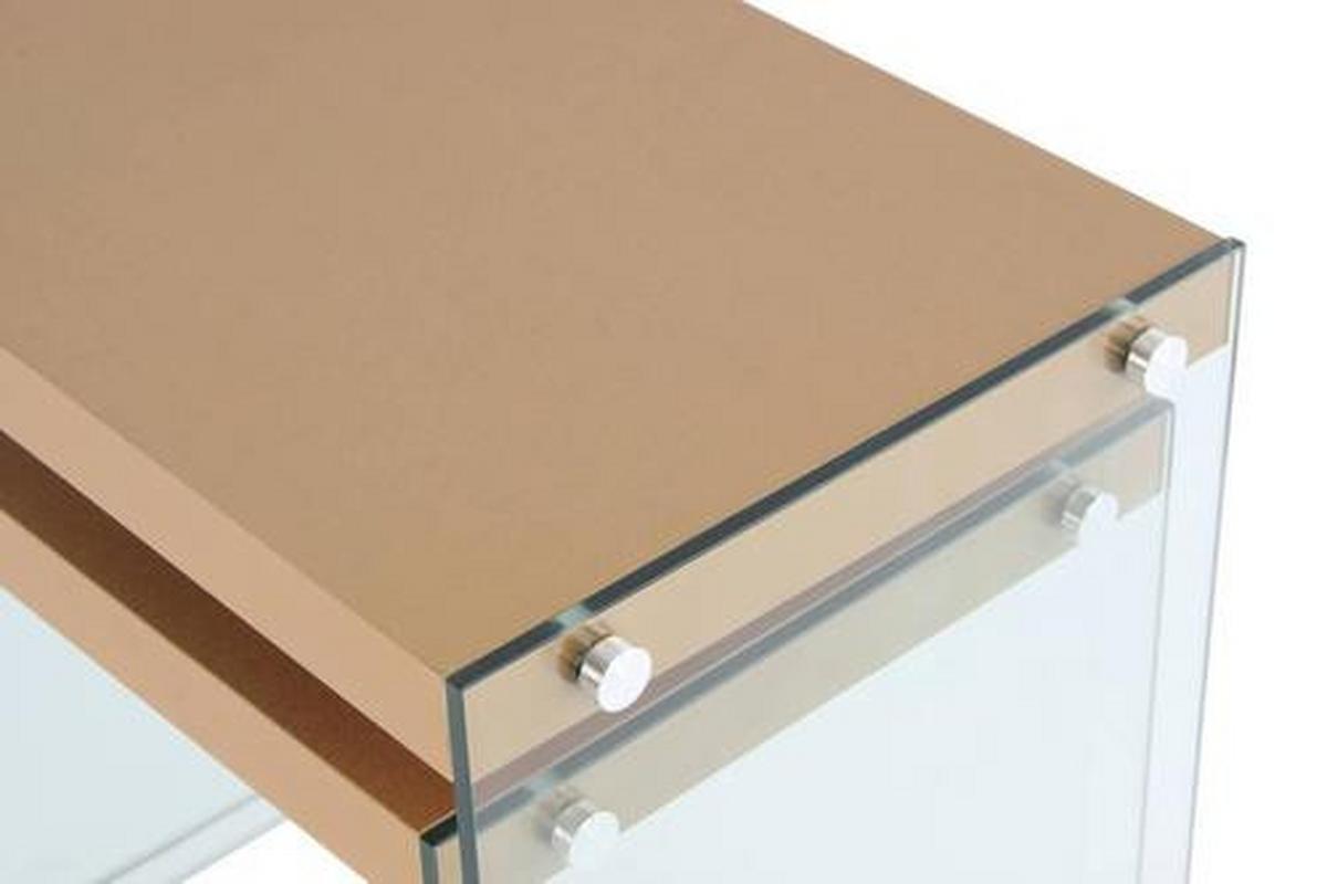 Beistelltisch 2er-set, Elementary Goldfarben - Klar/Goldfarben, Basics, Glas/Holzwerkstoff - Kayoom