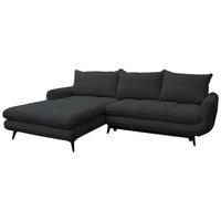 Rohová sedačka WAVE, ľavá, čierna - čierna, Modern, kov/textil (189/266cm)