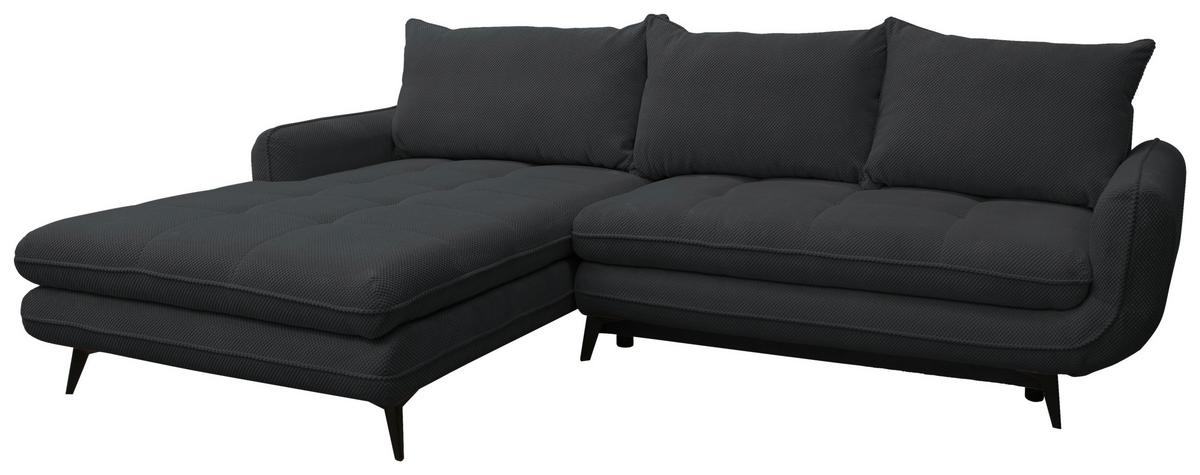 Rohová sedačka WAVE, ľavá, čierna - čierna, Modern, kov/textil (189/266cm)