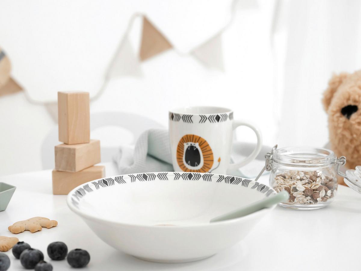 Kindergeschirrset 3 -Teilig. Steinzeug, Löwe - Multicolor, Basics, Keramik - Creatable