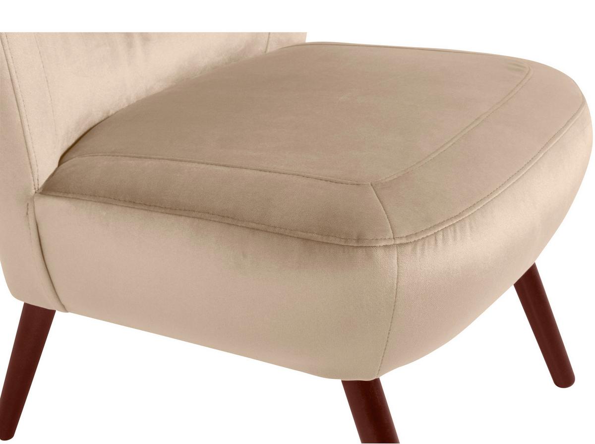 Polstersessel Sari Samt Sandfarben - Sandfarben/Nussbaumfarben, Design, Textil (70/86/69cm) - Max Winzer