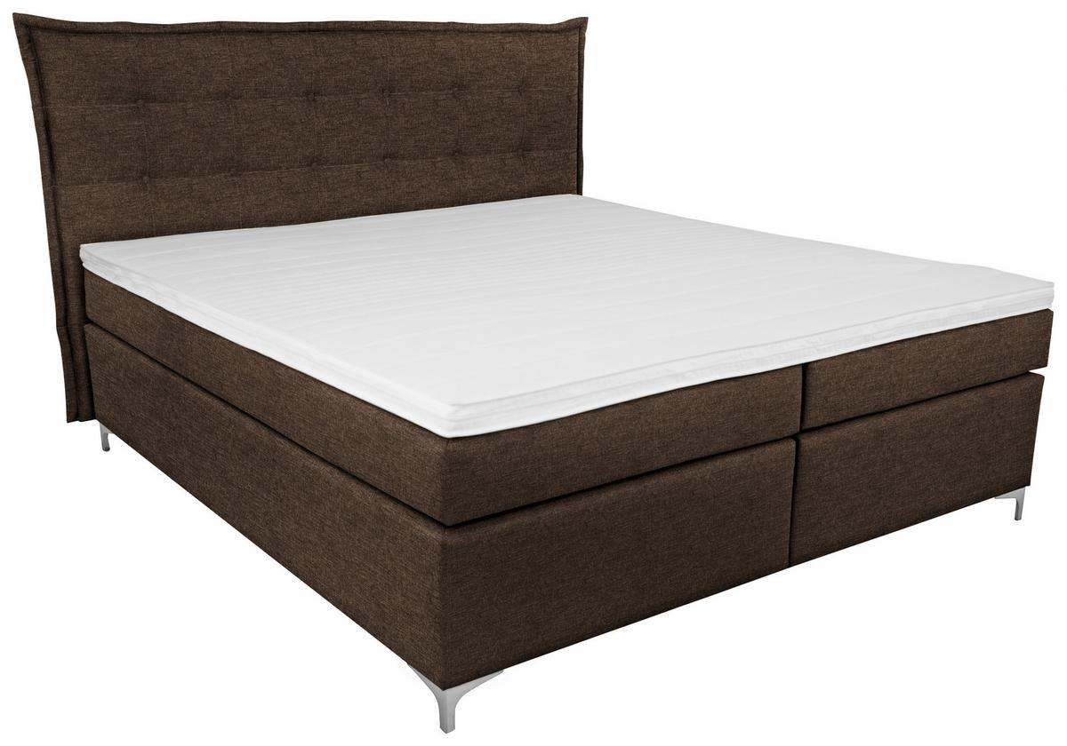 Boxspringbett mit Topper 180x200cm Fabio, Braun - Braun, MODERN, Textil (180/200cm)