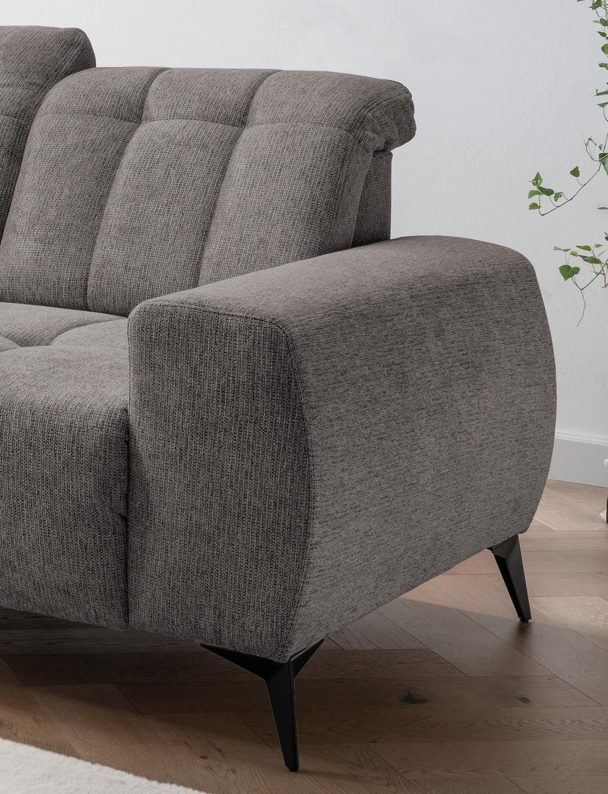 Ecksofa mit USB Anschluss Sano, Graubraun, S: 200x261 cm - Graubraun/Schwarz, MODERN, Textil (200/261cm) - Livetastic